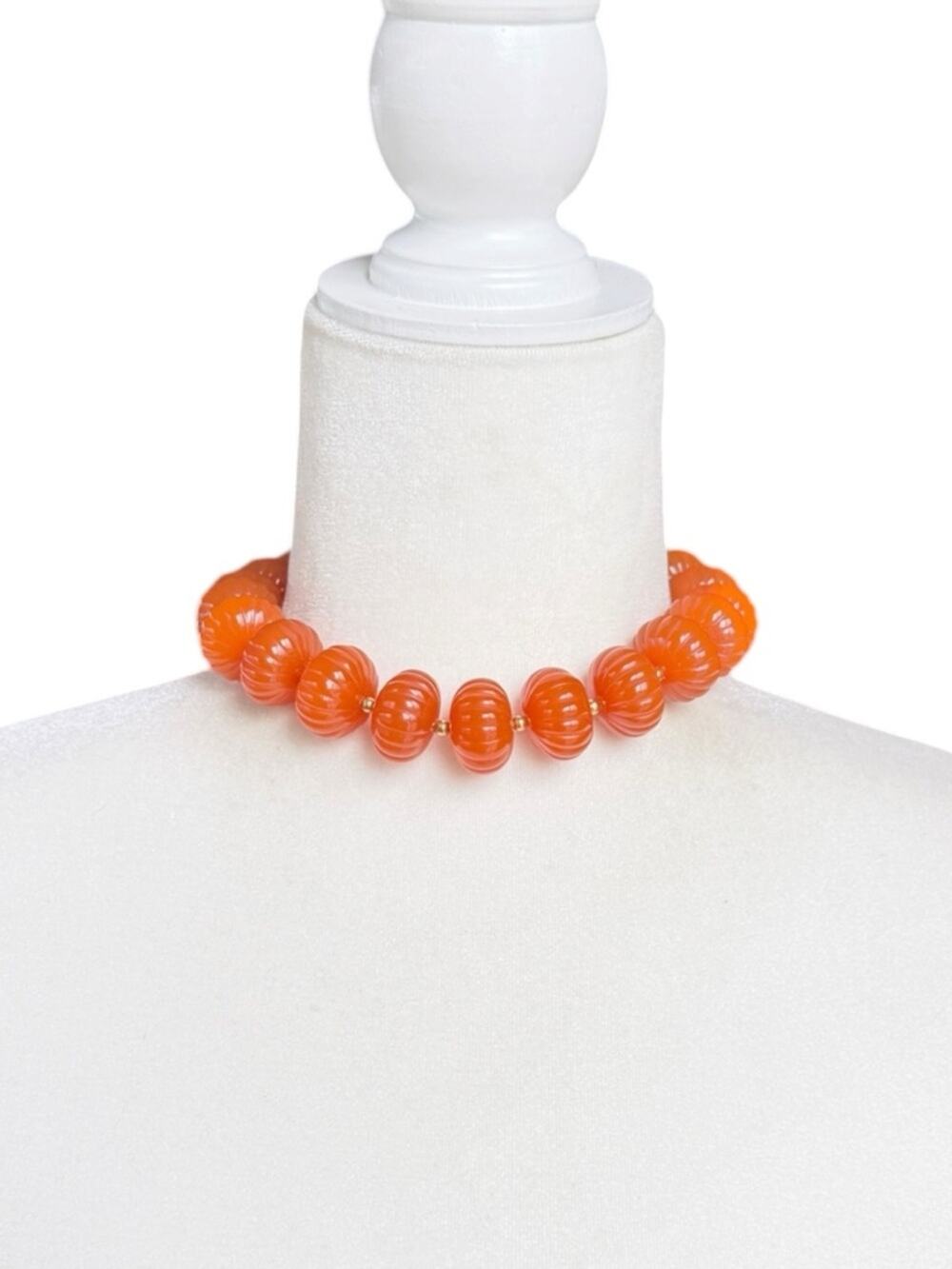 Vintage 60s Kenneth Lane Chunky Bead Bauble Necklace Signed Melon Beads Mod